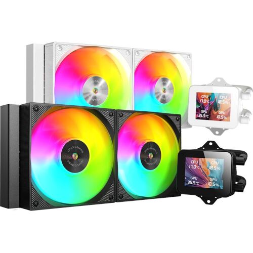 Mars Gaming MLVISION240W számítógépes hűtőrendszer Processzor Minden az egyben folyadékhűtés 12 cm Fekete