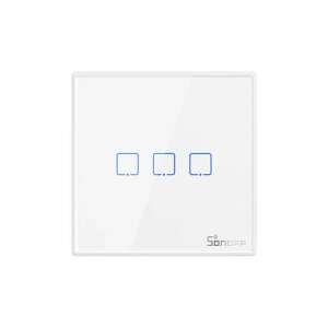 Sonoff 433MHz Wireless Stick-on Smart Wall Switch, 3-channel, white, front view - Sonoff Light Switch