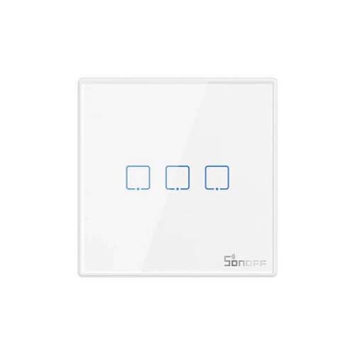 Sonoff 433MHz Wireless Stick-on Smart Wall Switch, 3-channel, white, front view