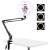 Puluz PKT3090B LED ring light with adjustable arm stand and phone holder, showing different light color options