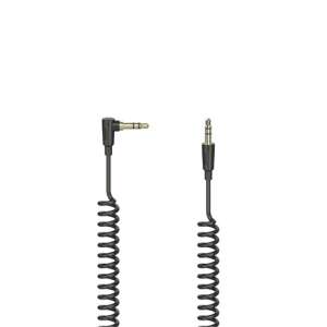 Hama Audio 205114 3.5mm Jack to Jack coiled cable, 1.5m, black, right angled connector - Computers and Accessory