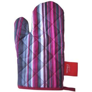 Lamart oven mitt, striped, red, pink, grey, white, heat resistant, kitchen - Oven Mitt
