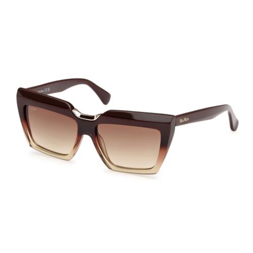 Max Mara MM0137 50F női macskaszem napszemüveg, 3/4 nézet fehér háttéren, barna keret átmenetes lencsékkel 