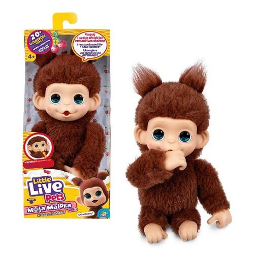 Little Live Pets Chikki Cherry interaktív mini majom plüssjáték csomagolással, barna szőrrel és kék szemekkel - Cobi