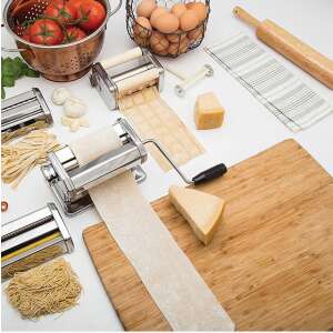Kézi tésztakészítő gép tartozékokkal, friss tészta készítéséhez, spagetti, fettuccine, angyalhaj, lasagne, ravioli