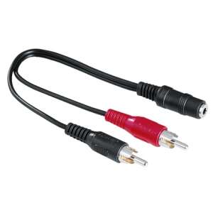 Hama 205186 3.5mm to 2 RCA Audio Cable, black, 0.1m - Cable