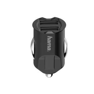 Hama dual USB car charger, black - Car Cigarette Lighter Adapter and Splitter