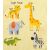 Közelkép szafari állatos mintáról sárga baba napozón: tigris, zsiráf, elefánt, krokodil, zebra. Jungle Friends design.
