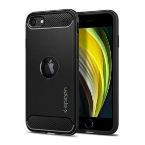 Spigen Rugged Armor telefontok Apple iPhone SE 2 és SE 3-hoz, fekete, karbon mintával - Spigen