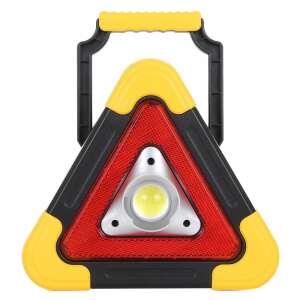Többfunkciós Elakadásjelző Háromszög LED Lámpával, Sárga és Fekete, COB Fehér Fény és Piros Villogó Fény - Elakadásjelző