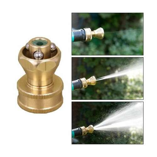 Little Big Shot Super Nozzle, nagynyomású kerti locsolófej, állítható szóróminták, 40%-kal nagyobb erő, 40%-kal kevesebb víz, nem szivárog, sárgaréz, tömör sárgaréz, kerti tömlő kiegészítő, kerti locsolás, kerti gondozás