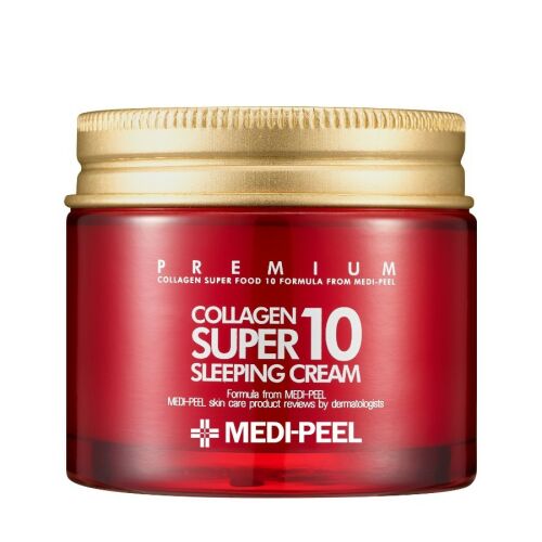 Medi-Peel Collagen Super10 alvókrém, teljes termék nézet piros tégelyben arany tetővel, elölnézet - Medi-Peel