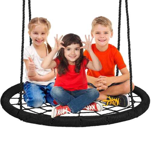 Gyerekek élvezik a Springos fekete fészekhintát