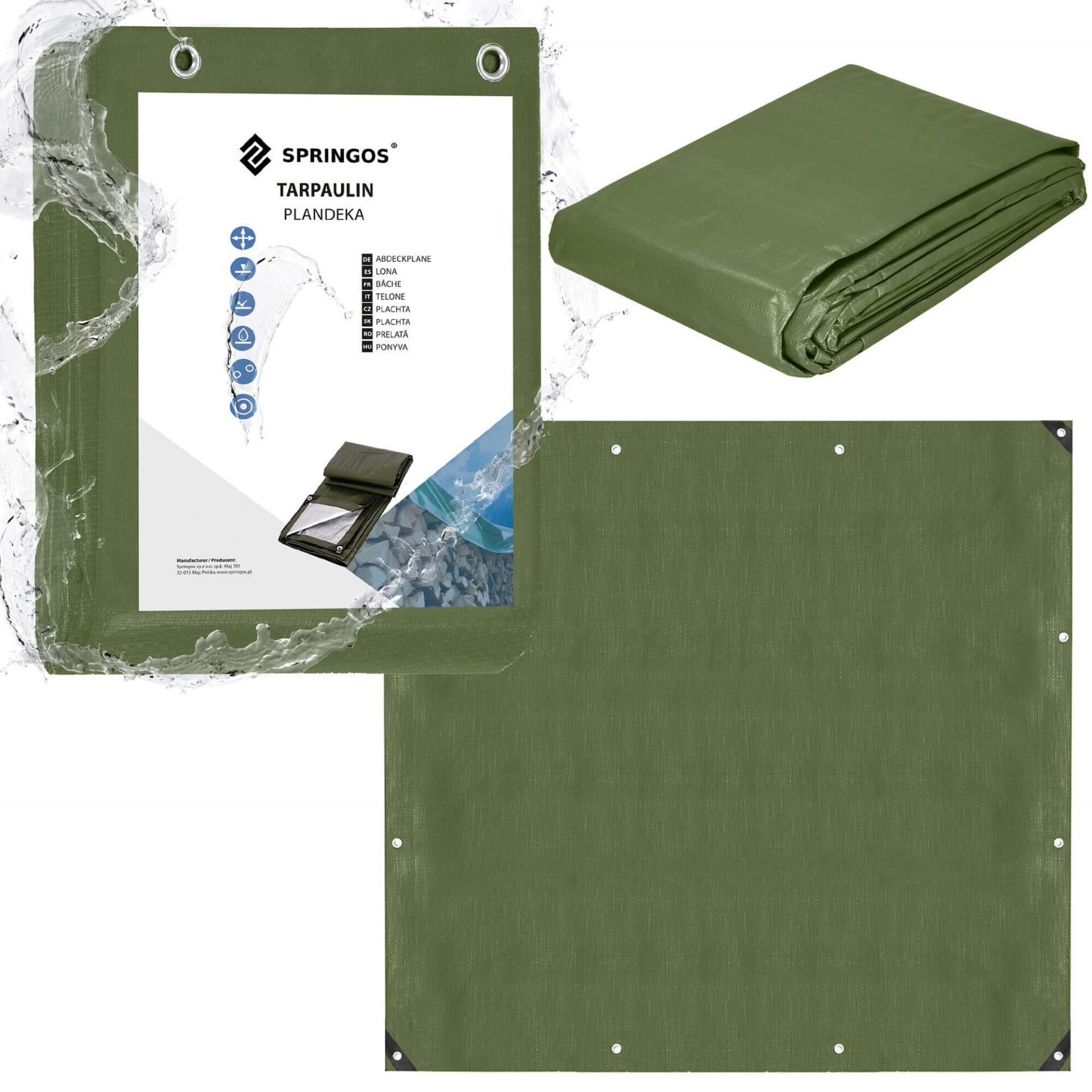 Takaróponyva, vízálló, zöld, 2x4m-es, UV védelem, 120g/m²