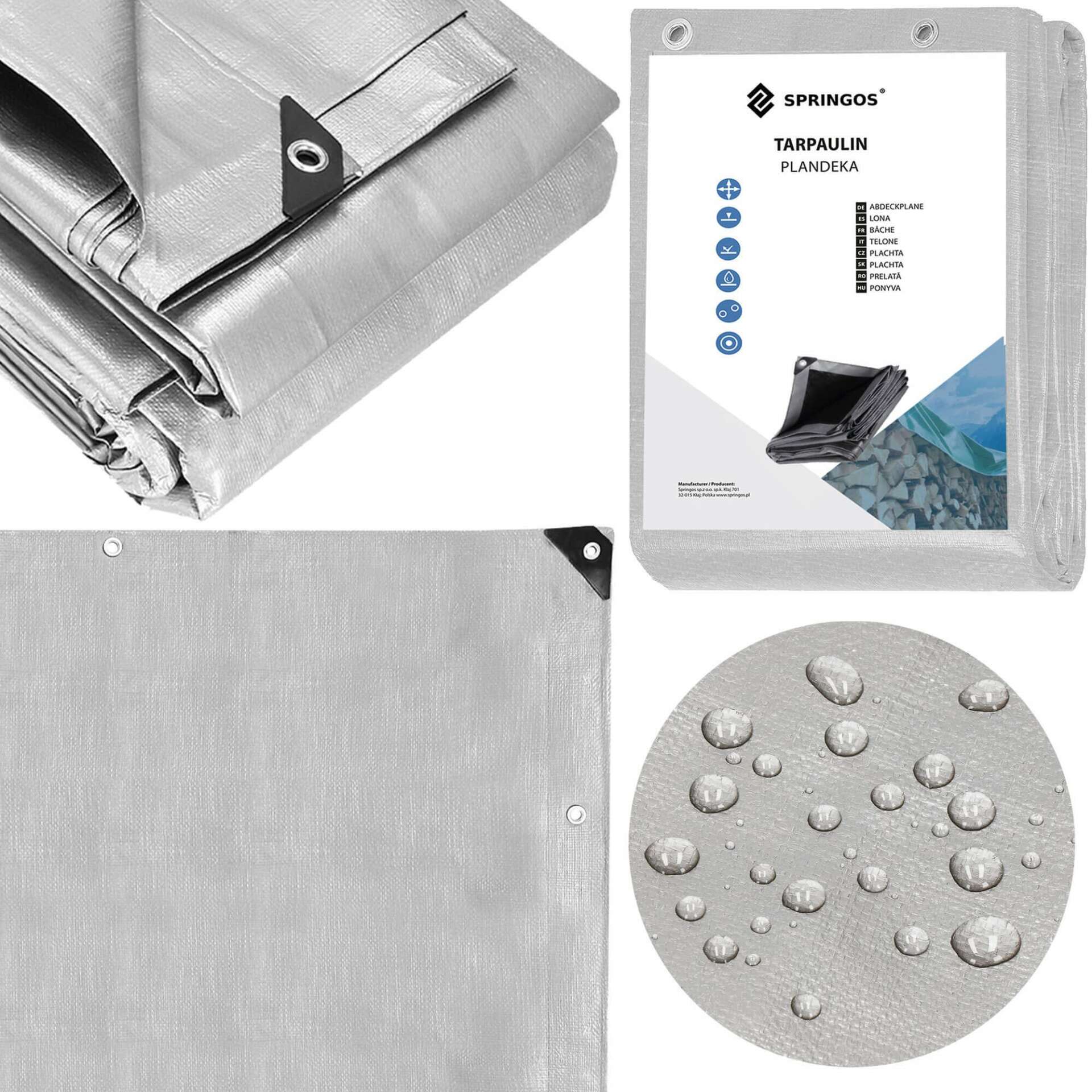 2x4m Vízálló Ponyva - 210g/m², Szürke, UV Védelemmel