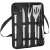 Springos 5-piece stainless steel barbecue set in a carrying case