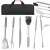 Springos 5-piece stainless steel barbecue set in a carrying case