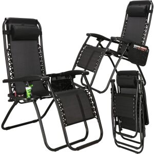 Adjustable zero gravity garden chair, black, with headrest 118519561