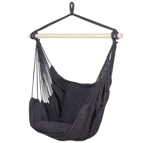 Springos Brazil függőszék, szürke, 130x100 cm, szürke párnával