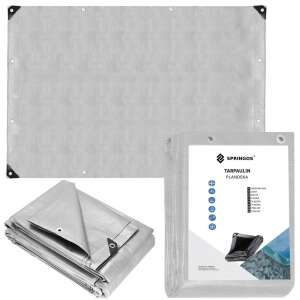 Springos Tarpaulin, 3x4m, grey, waterproof, UV protection, with details of the product - Garden tarp