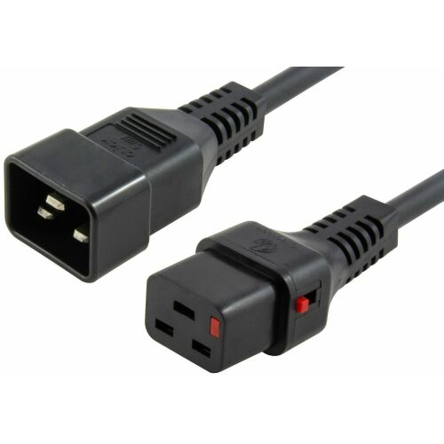 MicroConnect C19 IEC Lock - C20 tápkábel, fekete, 2,5m, szerverekhez és adatközpontokhoz - Tápkábel