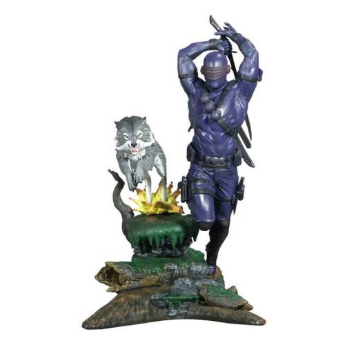 Diamond Select G.I. Joe Gallery PVC szobor Snake Eyesről animált színekben karddal és Timber farkassal, 40. évfordulós gyűjtői darab - Mesehős figura