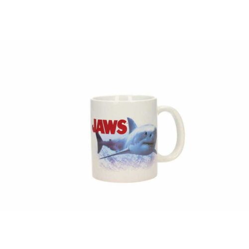 JAWS Beach Closed fehér kerámia bögre Jaws logóval és cápa grafikával, hivatalosan licencelt termék, 330 ml-es porcelán bögre - Bögre
