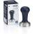 De'Longhi coffee tamper with a blue wooden handle and a stainless steel base, in its original packaging