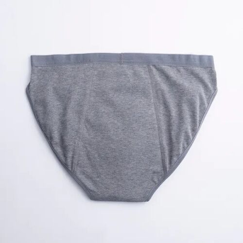 Imse menstruációs bikini bugyi szürke melange színben, erős vérzésre, laposan fektetve, hátulnézet - Testápolás és higiénia