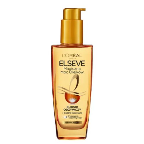 L'Oréal Elseve Magic Power of Oils tápláló elixír marula és kamélia olajokkal száraz hajra, 100ml flakon pumpával, elölnézet fehér háttéren - Hajolaj