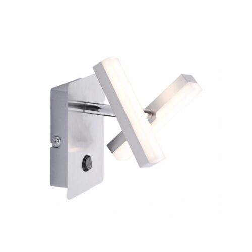 Fali lámpa RICO 11276-55 modern króm LED fali lámpa két állítható téglalap alakú fényforrással és beépített kapcsolóval fehér háttéren - Fali lámpa