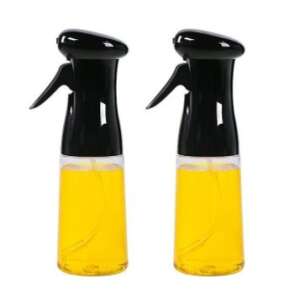 Set of 2 black oil spray bottles, 210ml capacity, for healthy cooking and grilling - Oil & Vinegar Dispenser