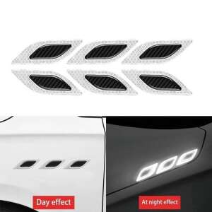 6 pachete autocolante auto din fibră de carbon, reflectorizante, alb-negru, benzi de tuning auto - Abțibilduri auto.