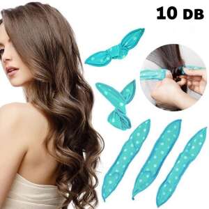 Blue foam hair curlers with white polka dots, 10 pack - Hair curler