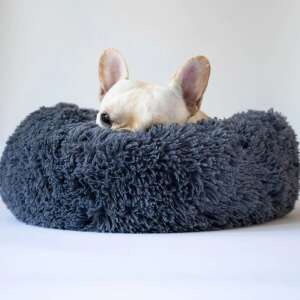 Dark gray plush dog bed, comfortable and cozy for your furry friend - Dog Bed