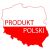 'Produkt Polski' (Lengyel termék) grafika fehér és piros háttéren, szimbolizálva a 4F túracipők eredetét és minőségét