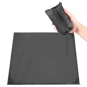 Black waterproof picnic blanket, folds into a small pouch, perfect for camping, beach, or park - Picnic blanket