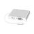 Szögletes nézet a 4 az 1-ben C típusú VGA / DVI 4K / HDMI 4K / USB-c HUB adapter átalakítóról, kompakt ezüst kialakításával.