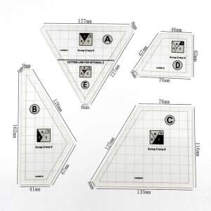 Scrap Crazy 6 patchwork templates set, 4 pieces, acrylic, for quilting, sewing, crafting - Electronic