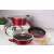Berlinger Haus 5 piece cookware set with marble coating in Burgundy Line Collection, featuring a frying pan, saucepan with lid, low saucepan, and a plastic lid