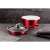 Berlinger Haus 5 piece cookware set with marble coating in Burgundy Line Collection, featuring a frying pan, saucepan with lid, and a low saucepan