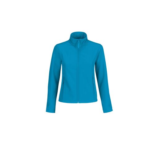 B&C ID.701 SOFTSHELL/W női softshell kabát atoll kék színben, elölnézet, outdoor és mindennapi viseletre - Nőknek