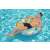 Man relaxing on Bestway Scentsational lemon pool float, 119cm diameter, blue with lemon print