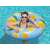 Woman relaxing on Bestway Scentsational lemon pool float, 119cm diameter, blue with lemon print