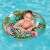 Girl using Bestway Floral Fantasy 114 cm inflatable swim ring with zebra and flamingo print
