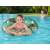 Girl using Bestway Floral Fantasy 114 cm inflatable swim ring with zebra and flamingo print