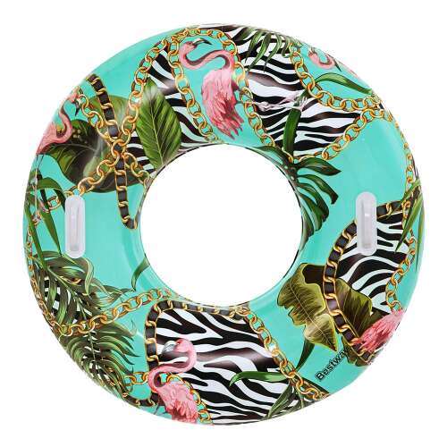 Bestway Floral Fantasy 114 cm inel gonflabil de înot cu imprimeu zebra și flamingo