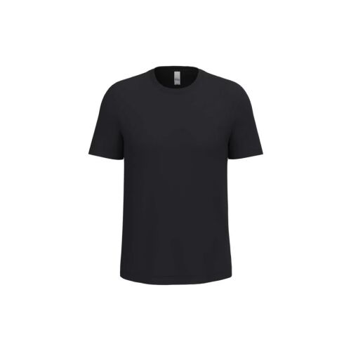 iDeal Basic IB300 MERCURY férfi fekete poliészter póló, 2XL méret, elölnézet, fehér háttérrel, kiemelve a kerek nyakat és az egyenes szabást. - Férfi póló