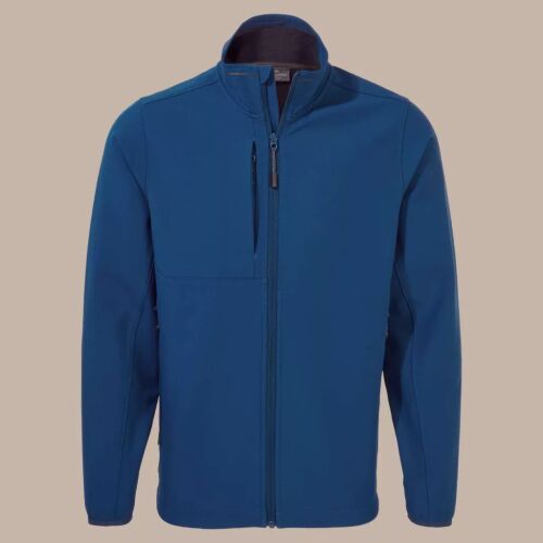 Craghoppers CRCEL003 EXPERT Férfi Basecamp Softshell Kabát kék színben, elölnézet, ideális munkaviseletre és kültéri tevékenységekhez - Férfi kabát