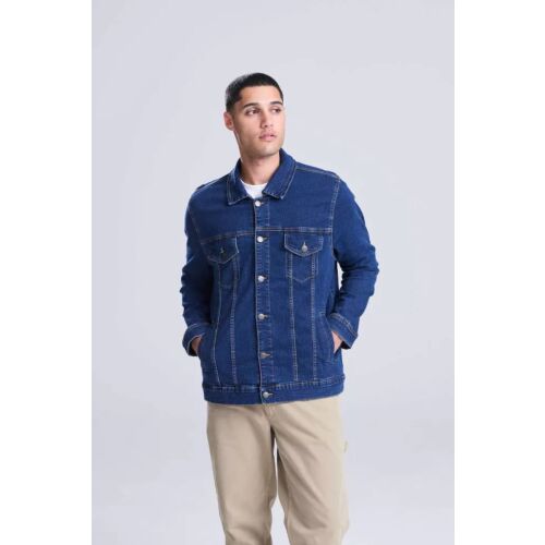 Férfi visel So Denim SD060 NOAH FARMERDZSEKI sötétkék sztreccs farmerdzsekit, elölnézet - Férfi kabát